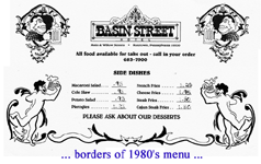 basin street 1980s menu